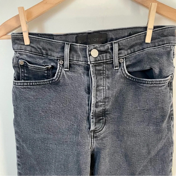 Denim Forum Arlo High Rise Straight Cropped Raw Hem Denim Jeans In Black Size 26 - Picture 5 of 9